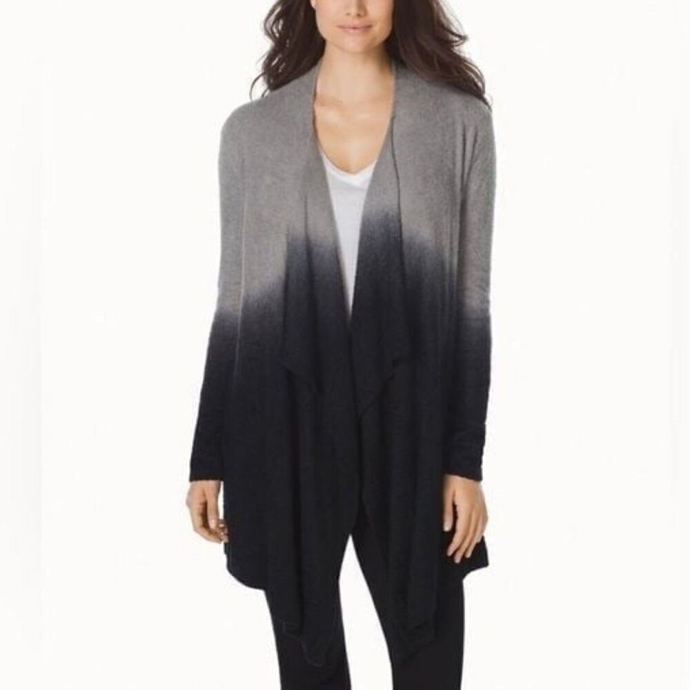 Barefoot Dreams Gray Ombre Cozychic Lite Knit Open Waterfall Cardigan S/M